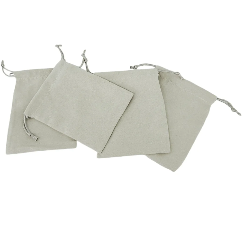 Kendra Scott Gray Drawstring Jewelry Pouches Set of 4 Gold Logo Dust Bags